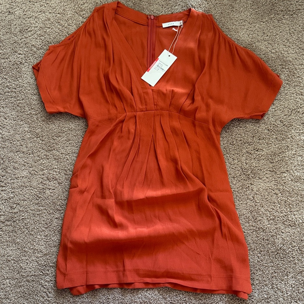 Lush Terracotta V-Neck Dress